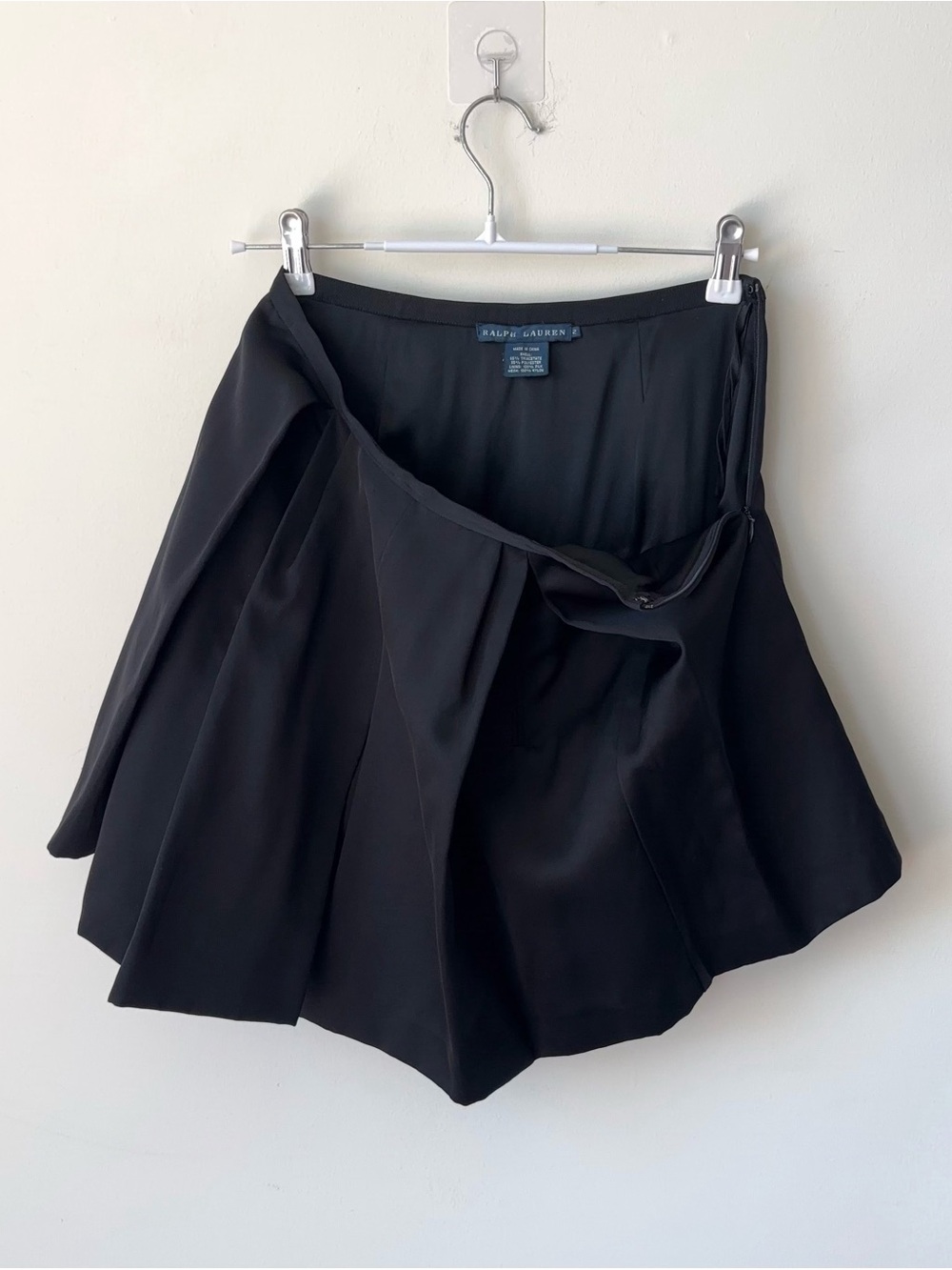 Vintage Ralph Lauren Blue Label Pleated Mini Skirt Sz 2 Black Preppy Schoolgirl